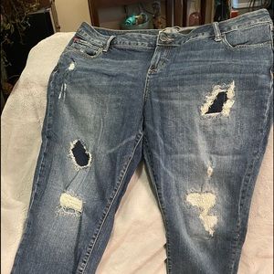 Slink jeans - distressed, ankle cut - size 18
